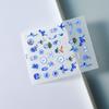 Pegatina de Arte para Uñas Estilo Chino 5D Estéreo Impermeable Azul y Blanco Porcelana Pegatina para Uñas Calcomanía Decorativa Grulla Longevidad Pino