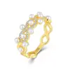 Anillo de plata para mujer, anillo de circonita con perlas naturales de agua dulce, anillo de lujo accesible para el dedo índice, joyería de alta gama para la mano.