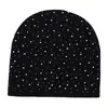 Gorra de Lana Tejida de Color Sólido con Perlas y Diamantes Calientes Transfronteriza Moda Europea y Americana Hip-hop Genial Gorra Genial Gorra Cálida de Punto