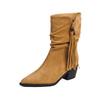 Botines Cortos de Tacón Alto Vintage Melard para Mujer 2026 Nuevo Estilo Borla Tacón Grueso Versátil Punta Fina Botas de Estilo Martin Elegantes y Impresionantes