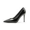 9888T Tacones Altos Zapatos de Mujer Tacón de Aguja Boca Baja PU Espejo Charol Zapatos de Mujer Rojo Angora Boca Baja Zapatos Individuales Zapatos de Mujer para el Trabajo