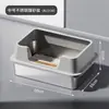 Bandeja de arena para gatos de acero inoxidable, estilo abierto, de lados altos, extragrande, anti-salpicaduras, profundizada, inodoro para gatos semicerrado, accesorios para mascotas