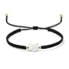 Pulseira Casal Gato Sem Rosto de Concha de Água Doce Europeia e Americana Transfronteiriça Pulseira Trançada Fashion de Concha Borboleta Preto e Branco Presente de Dia dos Namorados