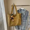 Bolso Tote de Terciopelo Rayado Retro Simple de Aspecto Elegante, Estilo Nuevo Otoño e Invierno para Mujer, Bolso Cruzado Ligero de Gran Capacidad para Viajes y Viajes Diarios