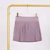 Saia Plissada Lulu com Etiquetas, Em Estoque Envio Direto, Estilo Conjunto Duas Peças para Esportes e Fitness Feminino, Primavera e Verão