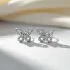 Série de Brincos de Sete Dias Brincos Borboleta Populares com Zircônias S925 Agulha de Prata Brincos Femininos de Alta Qualidade Exquisitos Elegantes