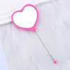 Nuevo Espejo de Maquillaje de Mano con Forma de Corazón Espejo de Corazón Creativo DIY con Perlas Espejo de Maquillaje de Plástico Portátil de una Cara Venta al por Mayor