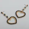 Moda transfronteriza europea y americana, nuevos pendientes personalizados dulces de amor largo de aleación incrustados con diamantes de colores, pendientes elegantes