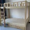 Cama de Dormitório de Madeira Maciça de Camada Dupla para Funcionários, Cama de Madeira de Pinus para Funcionários, Beliche para Estudantes, Cama de Emenda para Hostel de Apartamento, Madeira de Faia