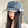 Chapéu Jeans Vintage com Laço para Equitação Feminino, Chapéu Plano de Bico de Pato Estilo Japonês Diário de Alta Qualidade para Circunferências de Cabeça Grandes, Boina