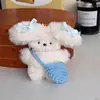 Coelho Desenho Animado Fofo Pingente Laço Azul Pelúcia Brinquedo Pendurar na Bolsa Acessórios Coração de Menina Chaveiro Casal