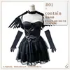 Disfraz de Halloween para Adultos Vestido con Alas de Ángel Blancas y Negras Sexy Bruja Demonio Cosplay Atuendo de Performance