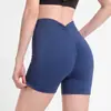 Shorts de Yoga Feminino de Cintura Alta Levanta Bumbum Controle de Barriga Bumbum Pêssego Shorts Fitness Shorts de Corrida Pilates Treino