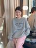 Sudadera Redonda Pequeña con Estampado de Perro de Leche color Albaricoque con Forro Polar Otoño e Invierno Nueva Casual Pullover Top para Mujer y Hombre Moda de Pareja Marca