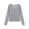 Cárdigan con capucha y cremallera a rayas relajado para mujer, nuevo estilo coreano de nicho casual de manga larga, otoño temprano 2026