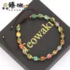 Pulseira Trançada de Miçangas de Vidro Douradas, Pedra Imperial Multicolorida, Transfronteiriça Europeia e Americana, Pulseira Versátil para o Dia a Dia de Homens e Mulheres, Atacado