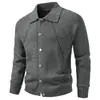 Coleção Outono/Inverno 2026 Transfronteiriça: Cardigã aberto estilo retrô americano, suéter de tricô, peça de outer wear moderna e casual para jovens homens