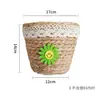 Arreglo de Flores de Paja Cesta de Flores Tejida Cubo de Abrazo de Oso Ramo Floristería DIY Floral Hecho a Mano Cesta de Regalo para Cumpleaños Festividad