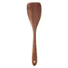 Espátula de Madera de Acacia Hoja Pequeña Transfronteriza, Espátula de Cocina de Madera Maciza, Cuchara para Sopa, Espátula de Madera para Sartén Antiadherente, Juego de Utensilios de Cocina de Madera de Teca