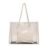 Bolso de Hombro Único de Verano para Mujer 2025 Nuevo Moderno Versión Coreana Simple Gran Capacidad Empalme Transparente Bolso de Mano Bolso Tote