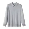 Suéter de lana de punto fino para hombre, tejido casual de negocios con cuello polo, nuevo top de otoño e invierno, suéter fino de color liso