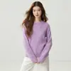 Suéter 100% cashmere puro para mulheres, grosso, gola redonda, camada interna quente, amigável à pele, fio multicolorido, tricotado estilo novo