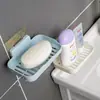 Caja de Jabón Adhesivo Fuerte Montada en la Pared Baño Inodoro Caja de Jabón Sin Taladrar Soporte de Jabón Drenante