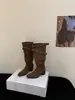 Botas western cowboy estilo francês com salto grosso para mulheres, novas botas de cano alto empilhadas para outono e inverno de 2026