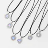 Joyería Transfronteriza Europea y Americana Cadena de Cuerda Negra Dulce Fresca Lujo Ligero Estilo Ópalo Iridiscente Corazón con Incrustaciones de Diamante Mariposa Estrella Colgante Nicho