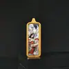 1*3 Ocho Grandes Budas Guardianes de la Vida Zha Ji Manjushri Mahasthamaprapta Wuye Zorro Inmortal Acero de Titanio Colgante Tangka Pequeña Barra de Oro