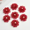 Flor de Hibisco Rizada de Organza Simulada de 6 cm Cabezal de Flor de Gasa Flor Decorativa para Tocado DIY Ropa Corsage Accesorios Accesorios para el Cabello Corsage