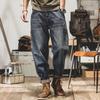 American Retro Spring Jeans Homens Loose Straight 2024 Nova Casual Trendy Brand Calças Fleece-Lace Masculino Outono e Inverno