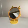 Espelho de maquiagem com orelhas de gato de desenho animado, dormitório estudantil, Espelho de Princesa, espelho de maquiagem rotativo HD com base, espelho pequeno de mesa