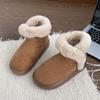 Botas de Nieve sin Cordones con Forro de Felpa y Engrosadas para Mujer, Nuevo Estilo Invierno 2025, Zapatos de Pan con Borde de Piel Cálidos, Zapatos Grandes de Algodón para el Noreste