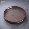 Bandeja de té de ratán macizo, bandeja de madera para hotel, bandeja rectangular de bambú para servir tazas de té estilo americano para el hogar, vintage