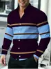 Camisa de Manga Larga Estampada en 3D para Hombre Patrón de Bloques de Color Geométricos Vintage Casual con Botones Ropa para Hombre Transfronteriza Amazon