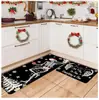 Juego de alfombrillas de cocina con temática navideña y motivos de letras, antideslizante para cuencos y platos, felpudo decorativo para la entrada del pasillo, alfombrilla resistente a la suciedad y al desgaste