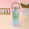 Vaso térmico transfronterizo estilo Owala, acero inoxidable 304, botella de agua deportiva portátil, vaso para beber de doble uso