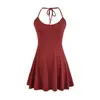 Vestido tipo camisola puramente seductor, ajustado, sexy, con escote en U pronunciado, vestido de verano bodycon de talle alto con cuello halter, vestido tipo tank que favorece la figura