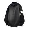 Suéter Pulôver Masculino Amazon Moda Transfronteiriça Gola com Zíper Meio Alto Suéter Solto Cor Contrastante Jaqueta Camiseta de Base