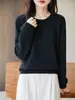 Suéter de punto redondo 100% algodón transfronterizo para mujer, nuevo estilo otoño e invierno 2026, suéter base suelto y grueso