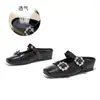 Medias Pantuflas Cuadradas Estilo Francés con Pedrería para Mujer, Moda Nueva Primavera 2026 Zapatos Elegantes sin Cordones de Punta Cuadrada