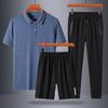 Traje deportivo para hombre de mediana edad y ancianos 2022 verano seda de hielo manga corta camiseta fina de dos piezas ropa de verano para papá