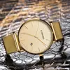 Movimiento Correa de Acero Inoxidable Reloj para Hombre y Mujer Moda Agua Cuarzo Calendario Reloj de Pareja
