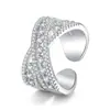 Anillo Nuevo de Cruz Totalmente Incrustado con Circonita para Mujer Estilo Nicho de Gama Alta Estilo Fresco Anillo para Dedo Índice Joyería de Mano Versátil de Moda