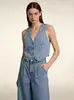 Colete Jeans Casual Estiloso com Bolsos para Mulheres - Fábrica de Origem Transfronteiriça Europeia e Americana