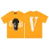 Camiseta de Verano Clásica de Manga Corta para Hombre Vlone Fog Mosaico Estampado Reflectante Marca de Moda V Grande Ajuste Holgado