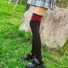 Calcetines Altos de Primavera y Otoño hasta la Rodilla para Estudiantes, Medias Moldeadoras hasta Medio Muslo Antidesgarros y Duraderas, Calcetines de Rayas para Mujer