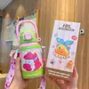 Nova Caneca Térmica Infantil Estilo Desenho Animado em Aço Inoxidável 316, Antiderrapante, Antivazamento, Bico Duplo para Beber, Copo com Canudo para Bebê