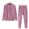 Ropa para mujeres de mediana edad y ancianas, traje de ropa interior térmica forrado de vellón, abuela de 60 años, cuello alto medio, ropa cálida gruesa, ropa de otoño, pantalones largos